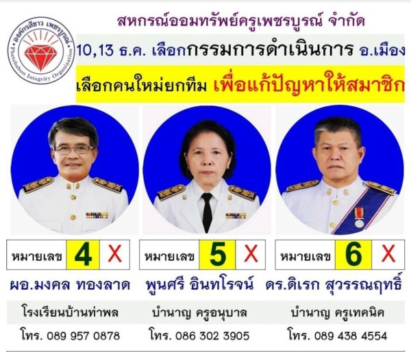 สหกรณ์ออมทรัพย์ครูเพชรบูรณ์ เปิดปฏิทินสรรหากรรมการฯ ปี 2569 องค์กรสีขาวส่ง 3 ผู้สมัคร ลงชิงพื้นที่อำเภอเมือง หวังแก้ปัญหาภาระสมาชิก