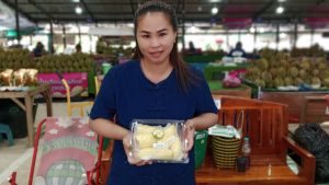 ทุเรียนหมอนทอง ของลับแล อุตรดิตถ์สีเหลืองทอง เนื้อแห้งละเอียดฟู รสชาติหวานมันกำลังดี และมีกลิ่นหอมละมุน