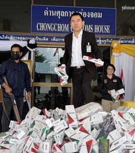 สุรินทร์-ศุลกากรช่องจอมเปิดปฏิบัติการ “นายแน่มาก” จับมือไปรษณีย์โคราช ลุยจับบุหรี่เถื่อนเกิน 10ล้านบาท
